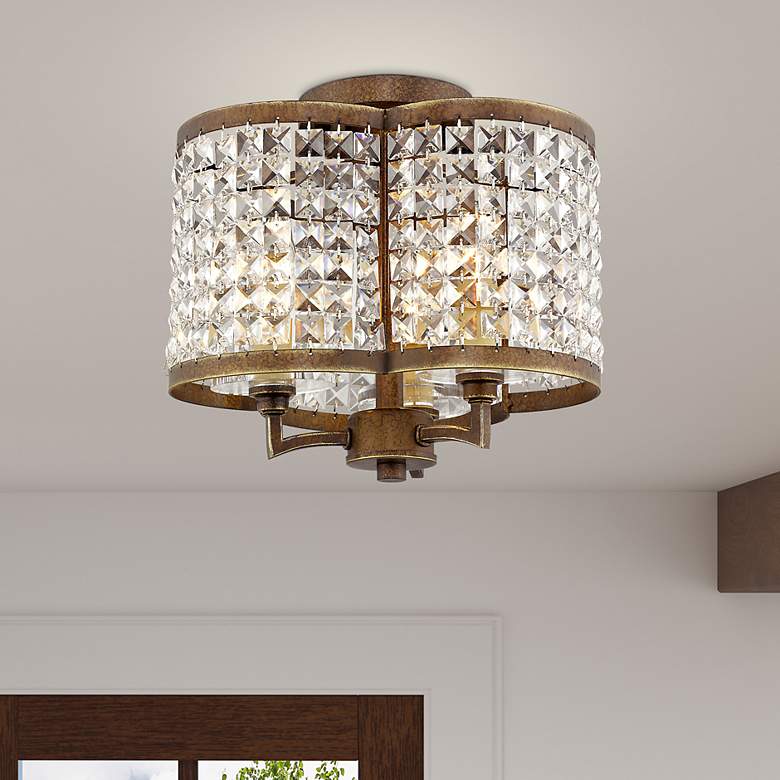 Image 1 Grammercy 3 Light Hand Painted Palacial Bronze Ceiling Mount