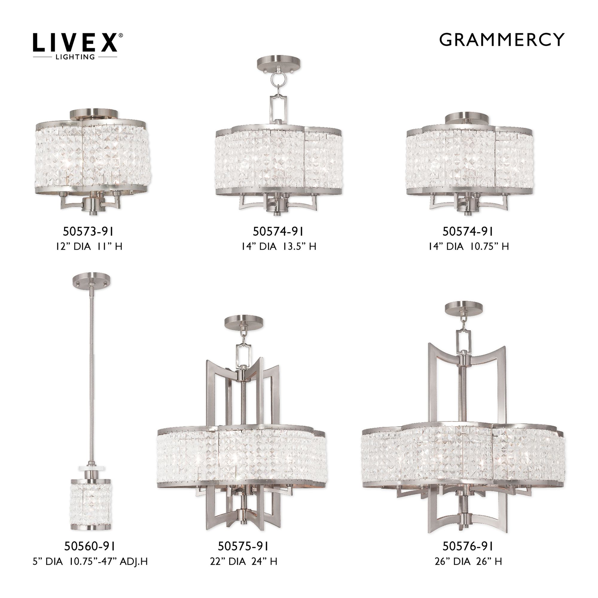 Grammercy 4 Light Brushed Nickel Chandelier