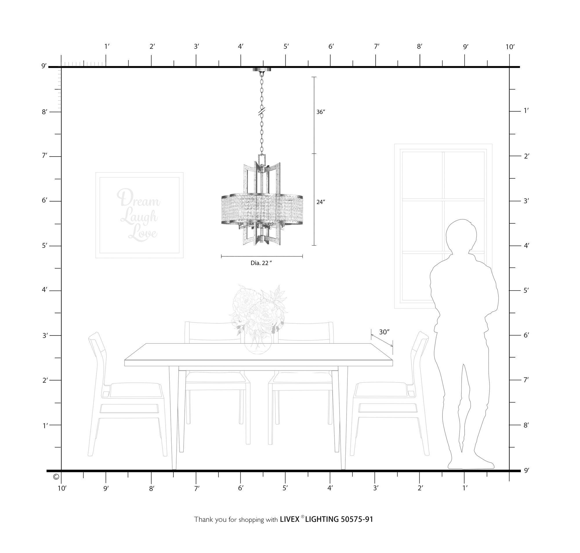 Grammercy 4 Light Brushed Nickel Chandelier