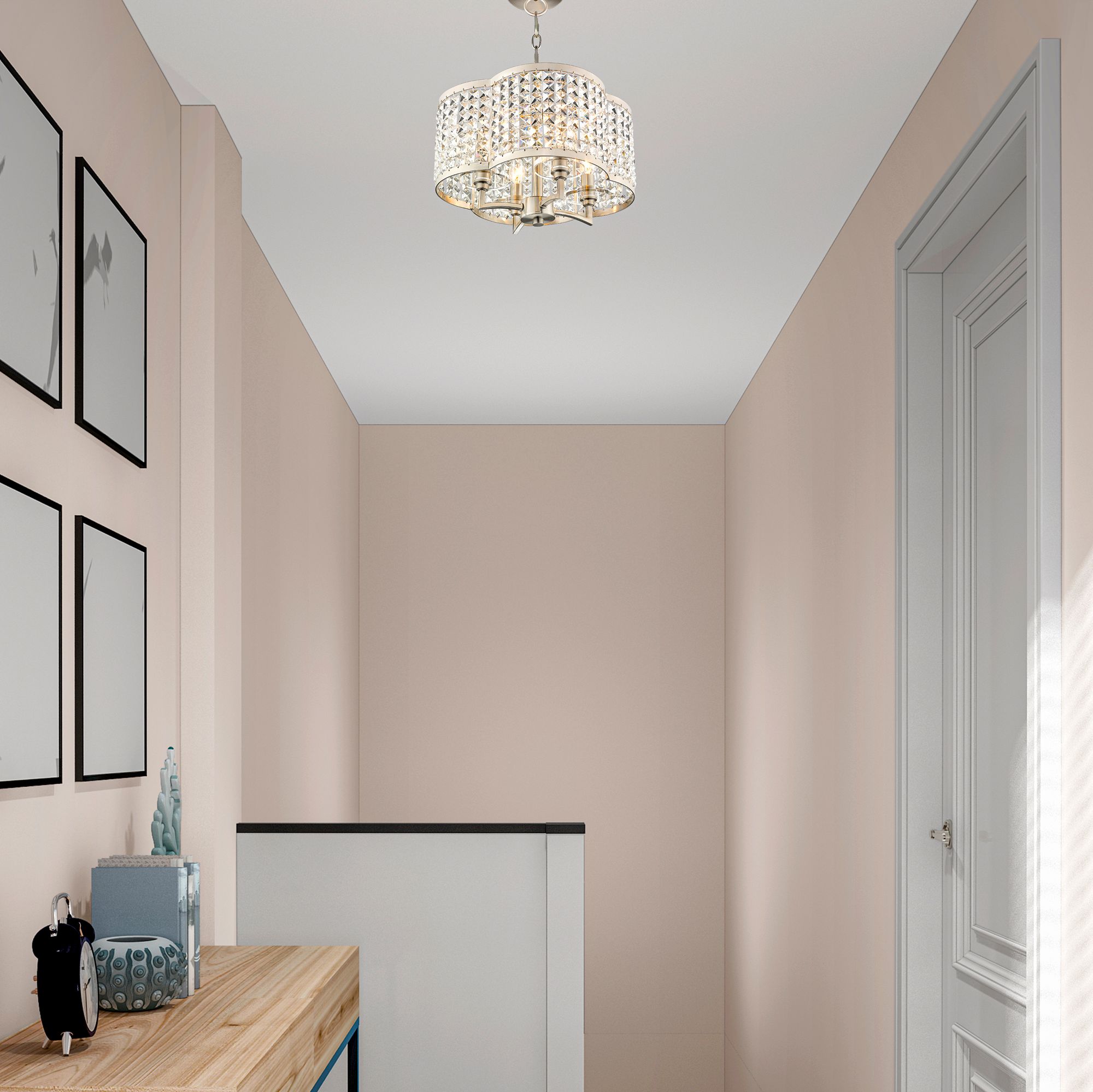 Grammercy 4 Light Brushed Nickel Convertible Mini Chandelier/Ceiling Mount