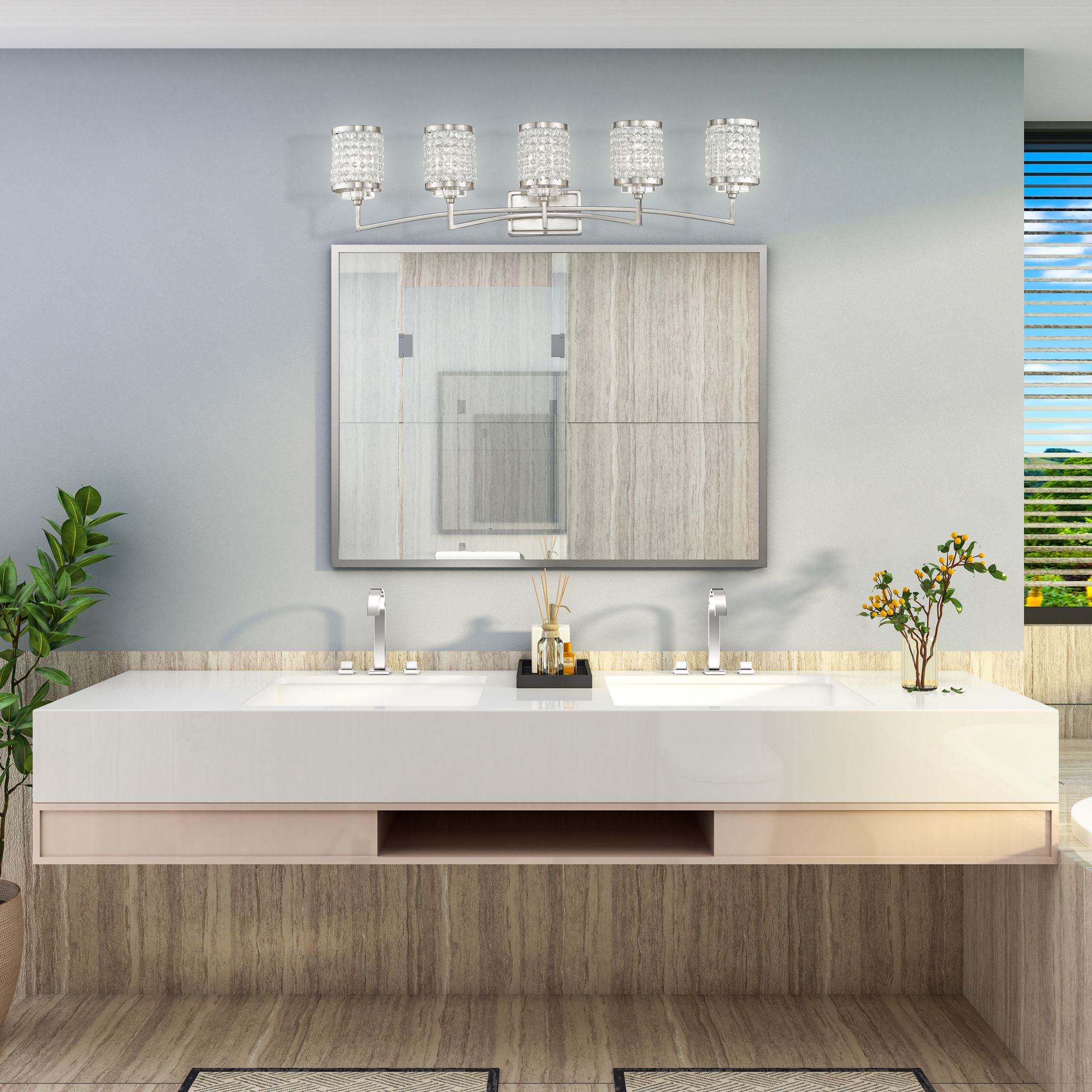 Grammercy 5 Light Brushed Nickel Bath Vanity