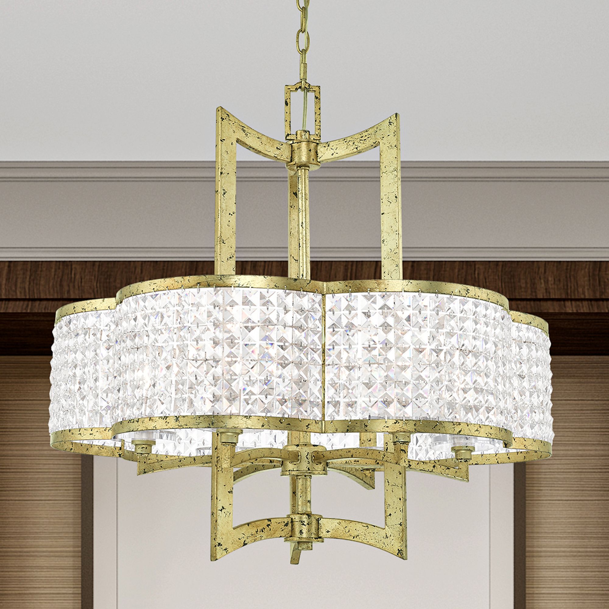 Grammercy 6 Light Hand Applied Winter Gold Chandelier
