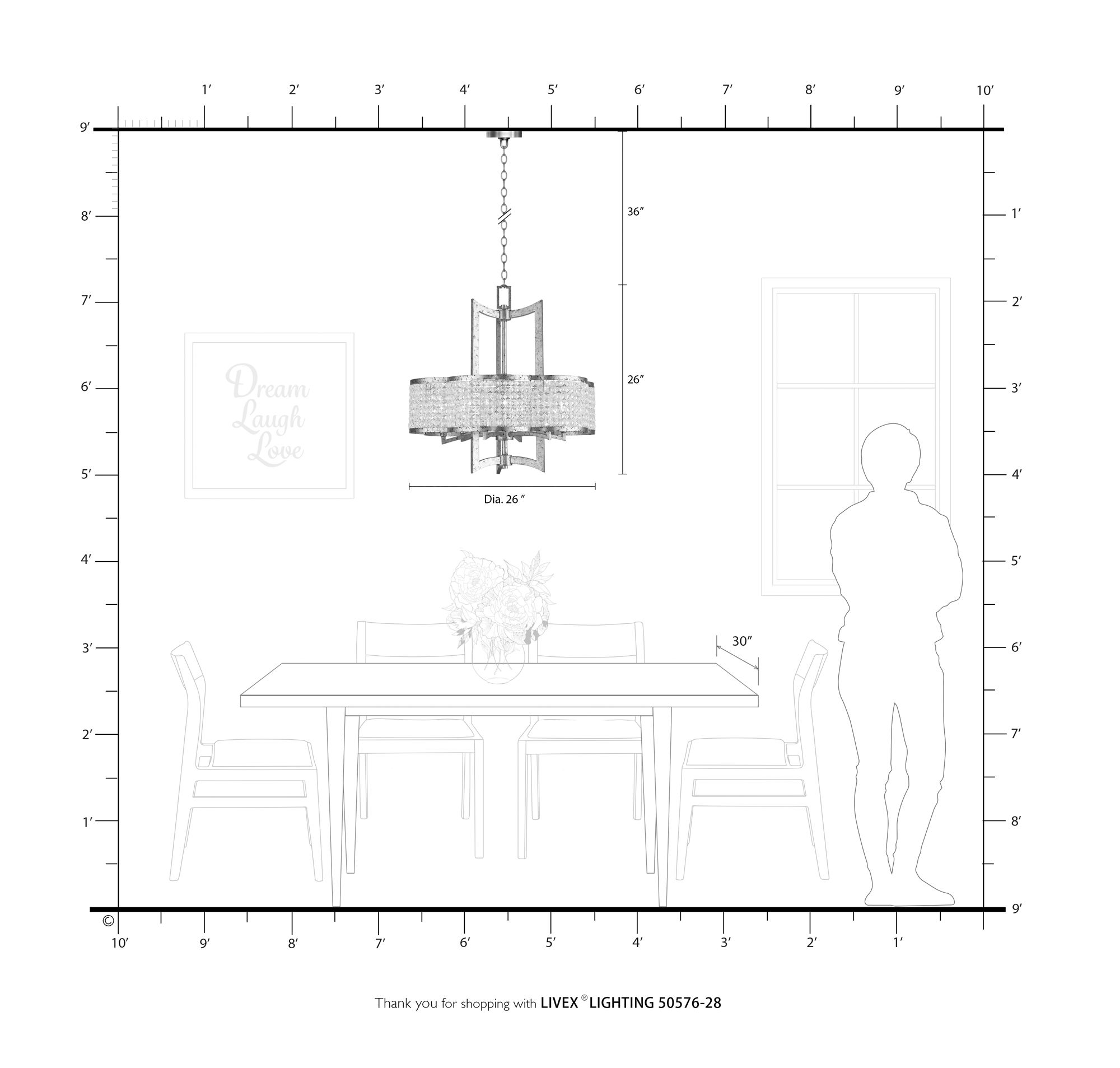 Grammercy 6 Light Hand Applied Winter Gold Chandelier