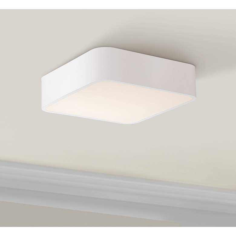 Image 1 Granada 12 inch Wide White Metal Square LED Ceiling Light