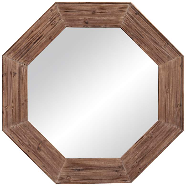 Image 1 Granby Brown Wood 48" Octagonal Wall Mirror