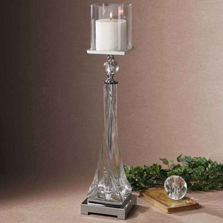 Image 1 Grancona 27 inch High Twisted Glass Candle Holder by Uttermost