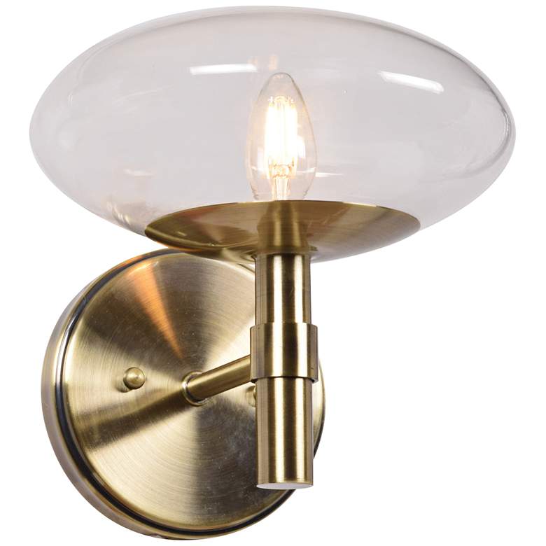 Image 1 Grand 9 inch High Brushed Brass LED Wall Sconce