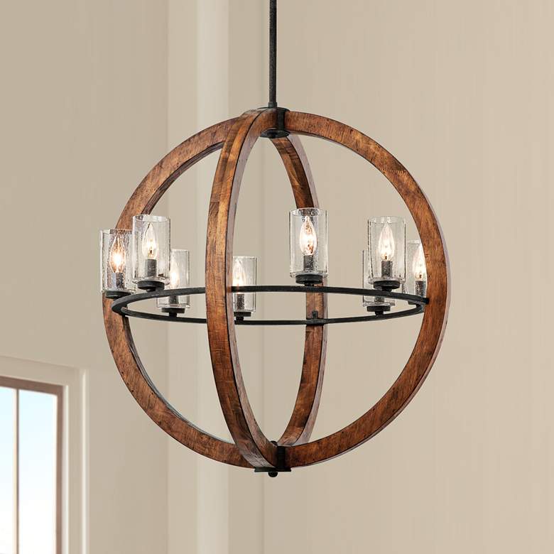 Image 1 Grand Bank 28" Wide Double Wood Chandelier by Kichler