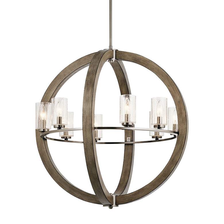 Image 1 Grand Bank 28"W Distressed Antique Gray 8-Light Chandelier