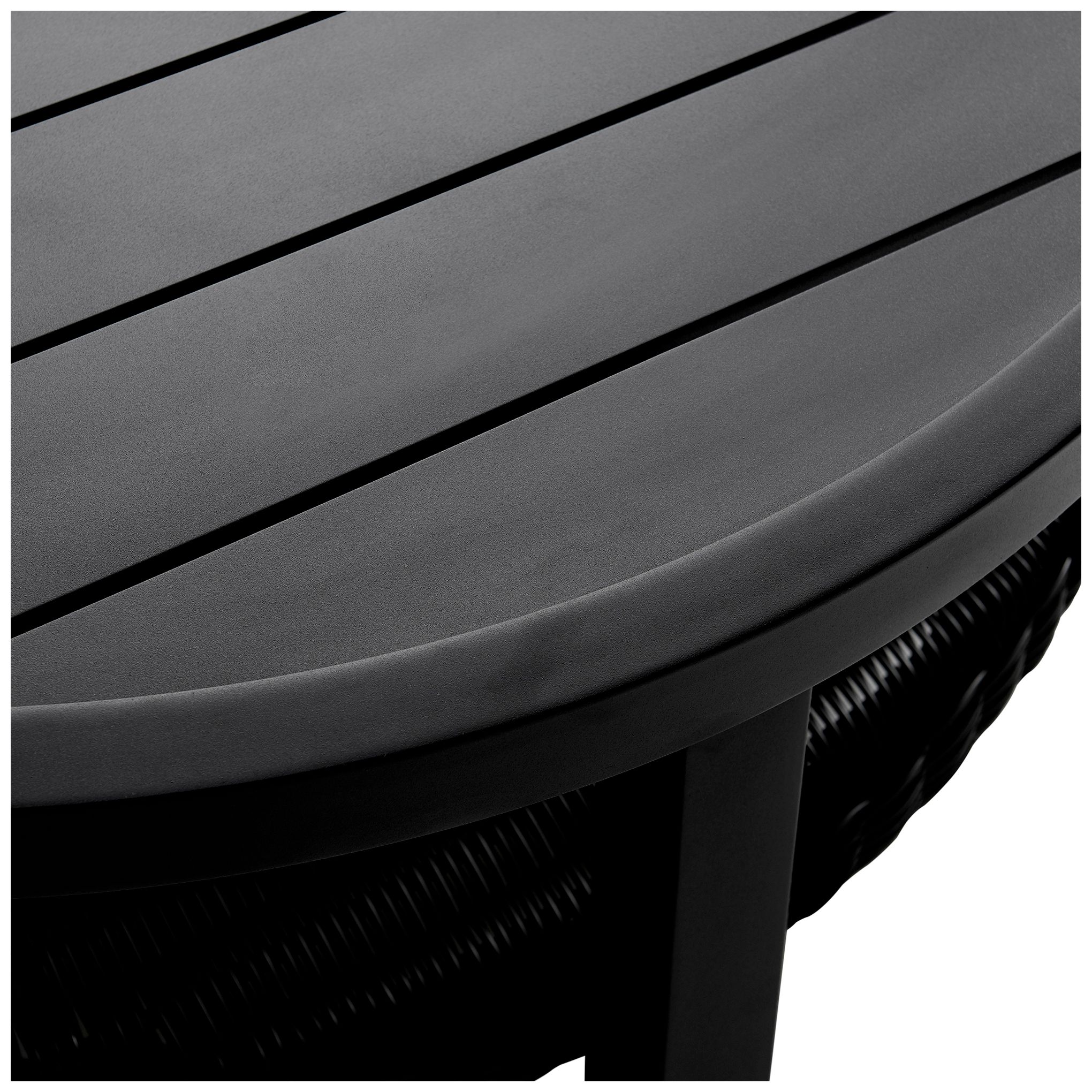 Image 6 Grand Black Aluminum Outdoor Round Conversation Table with Wicker Shelf more views