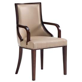 Image1 of Grand Faux Leather Dining Armchair in Tan with Beech Wood Frame