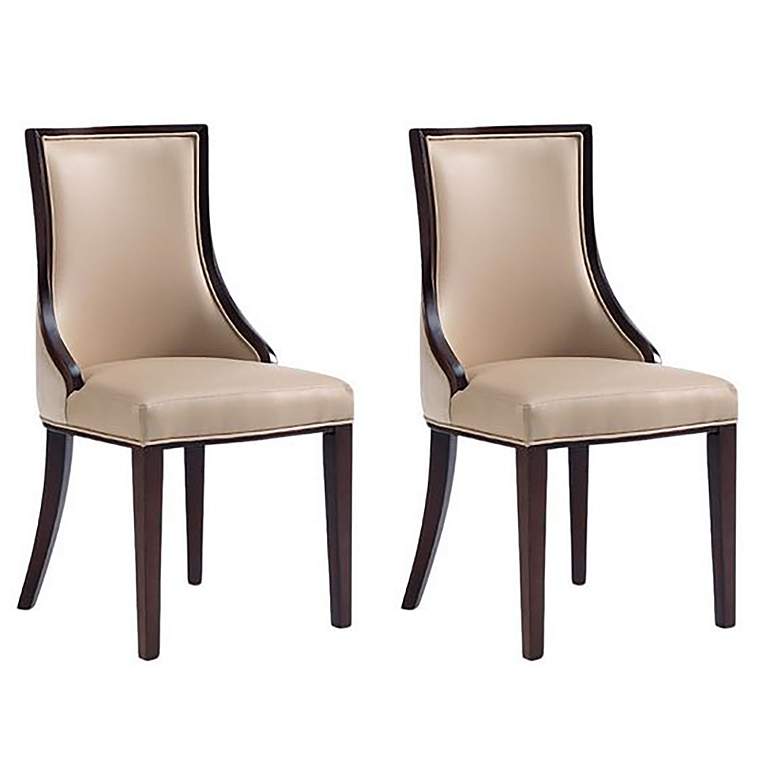 Image 1 Grand Faux Leather Dining Chair in Tan with Beech Wood Frame (Set of 2)