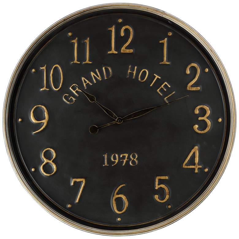 Image 1 Grand Hotel 1978 Black 28 1/4" Round Wall Clock