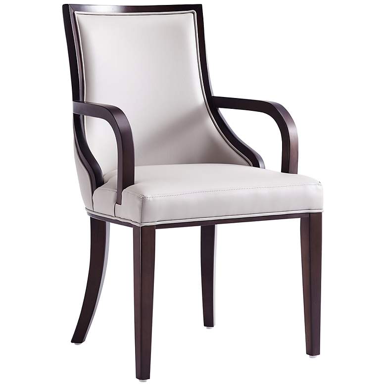 Image 2 Grand Light Gray Faux Leather Dining Armchair