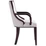 Grand Light Gray Faux Leather Dining Armchair in scene