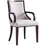 Grand Light Gray Faux Leather Dining Armchairs Set of 2 in scene