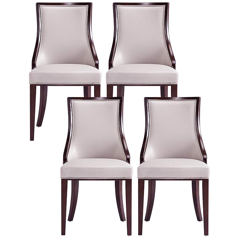 Image 1 Grand Light Gray Faux Leather Dining Armchairs Set of 4