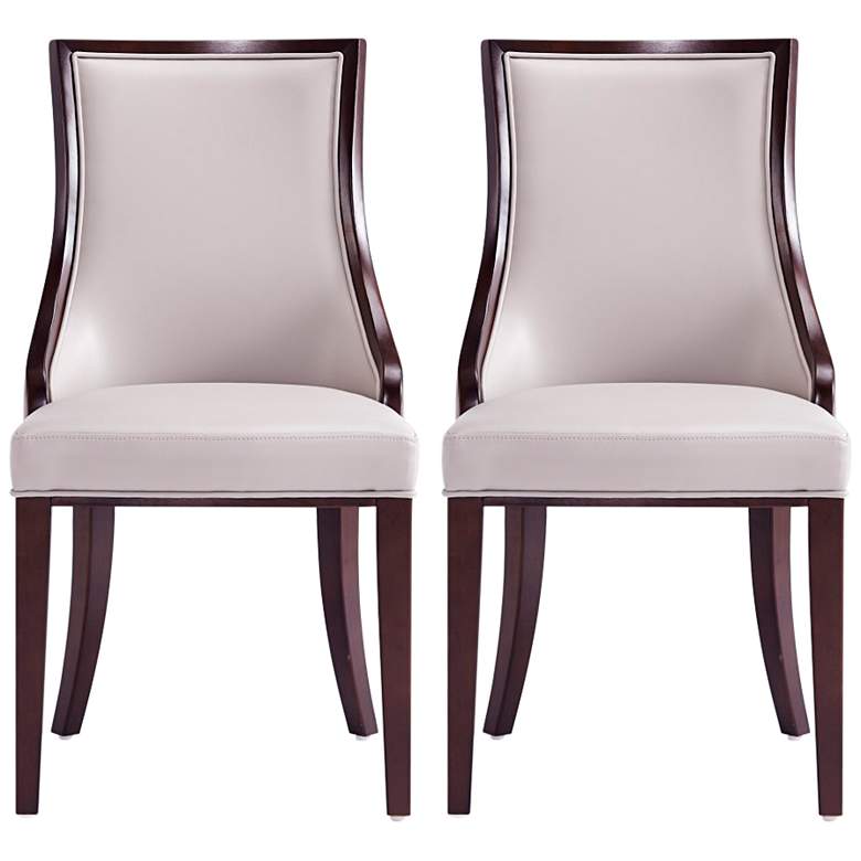 Image 1 Grand Light Gray Faux Leather Dining Chairs Set of 2