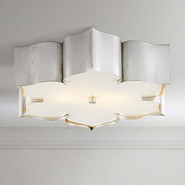 Image 1 Grand Lotus 19"W Contemporary Silver Leaf LED Ceiling Light