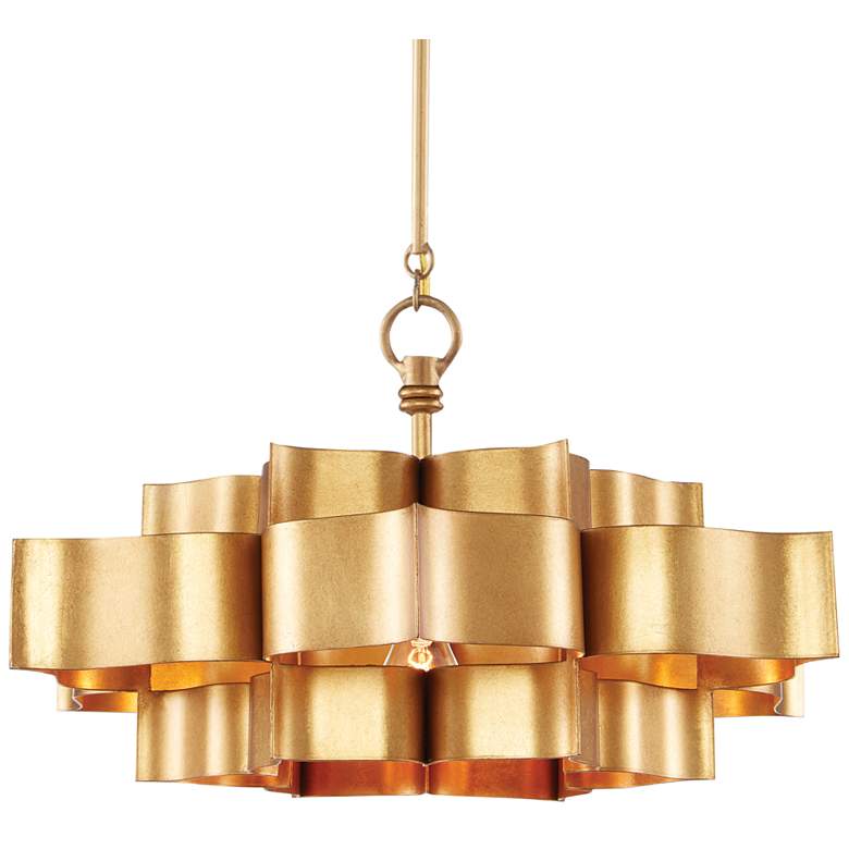 Image 2 Grand Lotus 20 1/4 inch Wide Antique Gold Leaf Pendant Light