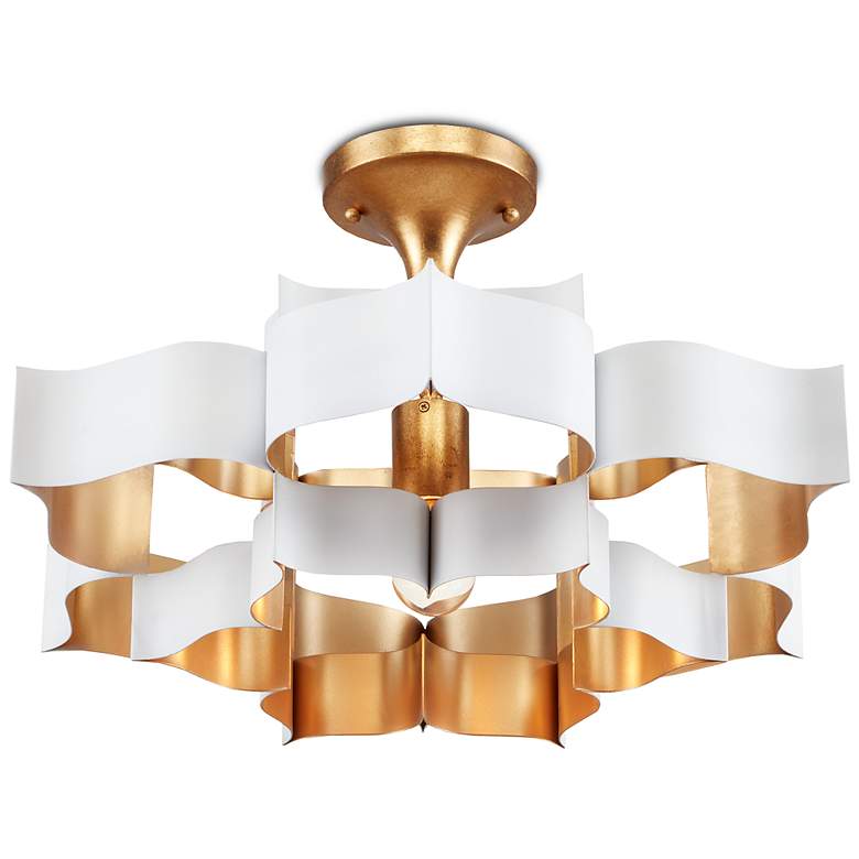 Image 2 Grand Lotus 20 1/4" Wide Gold Leaf and White Ceiling Light