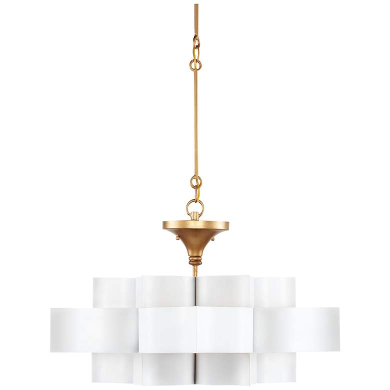 Image 3 Grand Lotus 20 1/4" Wide Gold Leaf and White Ceiling Light more views