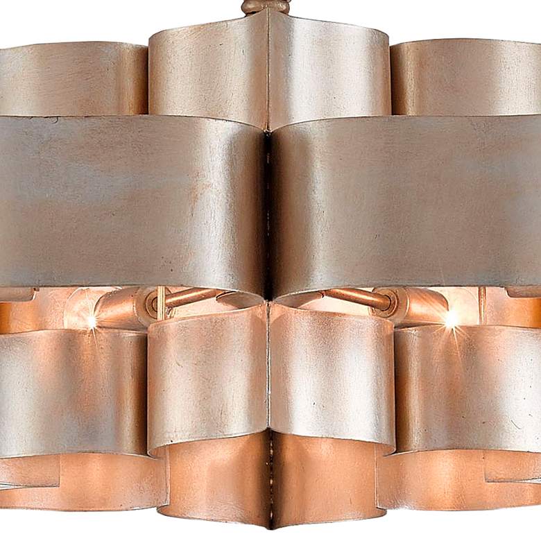 Image 3 Grand Lotus 30"W Contemporary Silver Leaf 6-Light Chandelier more views