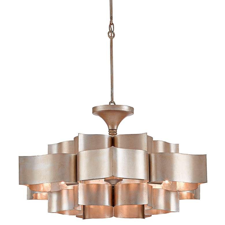 Image 4 Grand Lotus 30"W Contemporary Silver Leaf 6-Light Chandelier more views