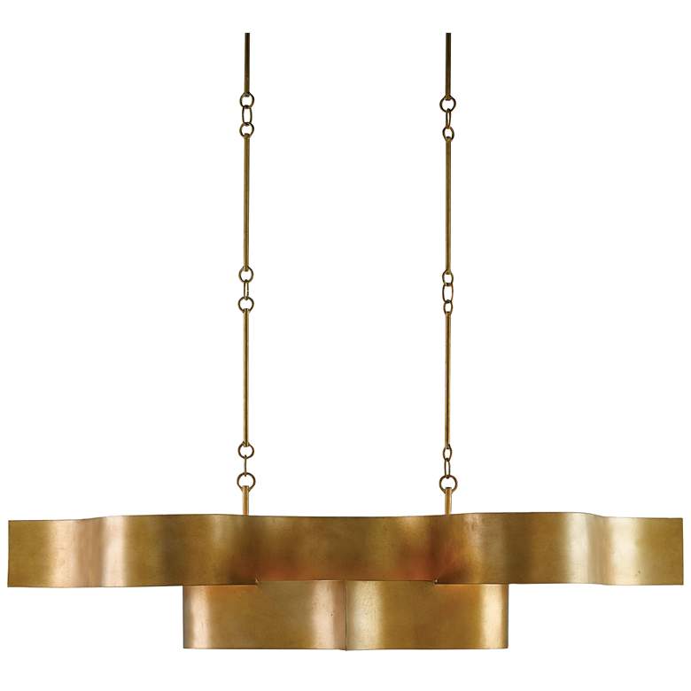 Image 1 Grand Lotus 50 1/2" Wide Antique Gold Leaf Oval Chandelier