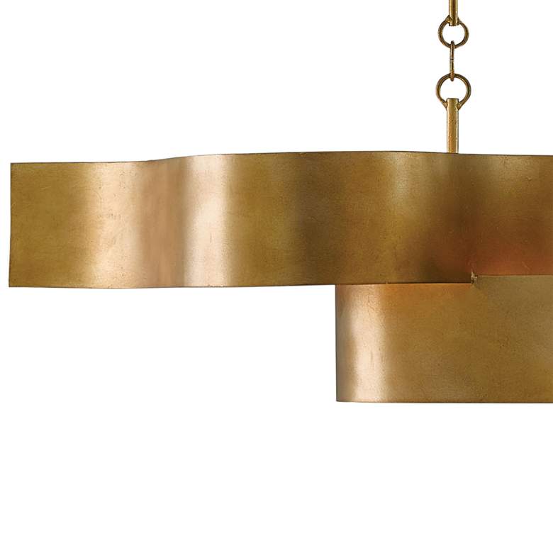 Image 2 Grand Lotus 50 1/2" Wide Antique Gold Leaf Oval Chandelier more views