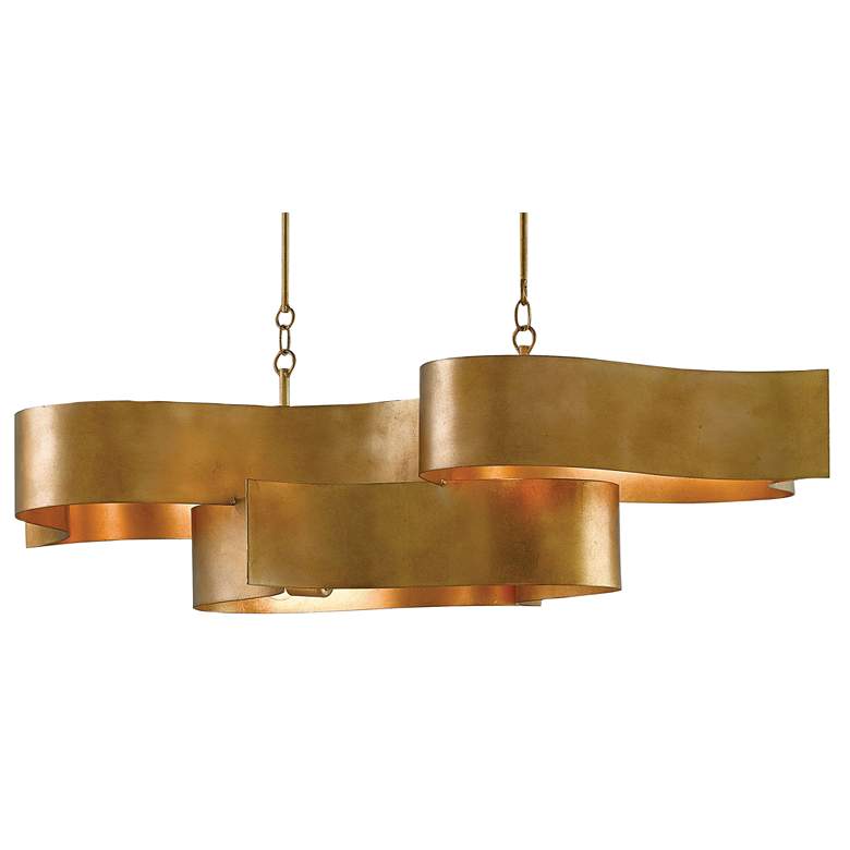 Image 4 Grand Lotus 50 1/2" Wide Antique Gold Leaf Oval Chandelier more views
