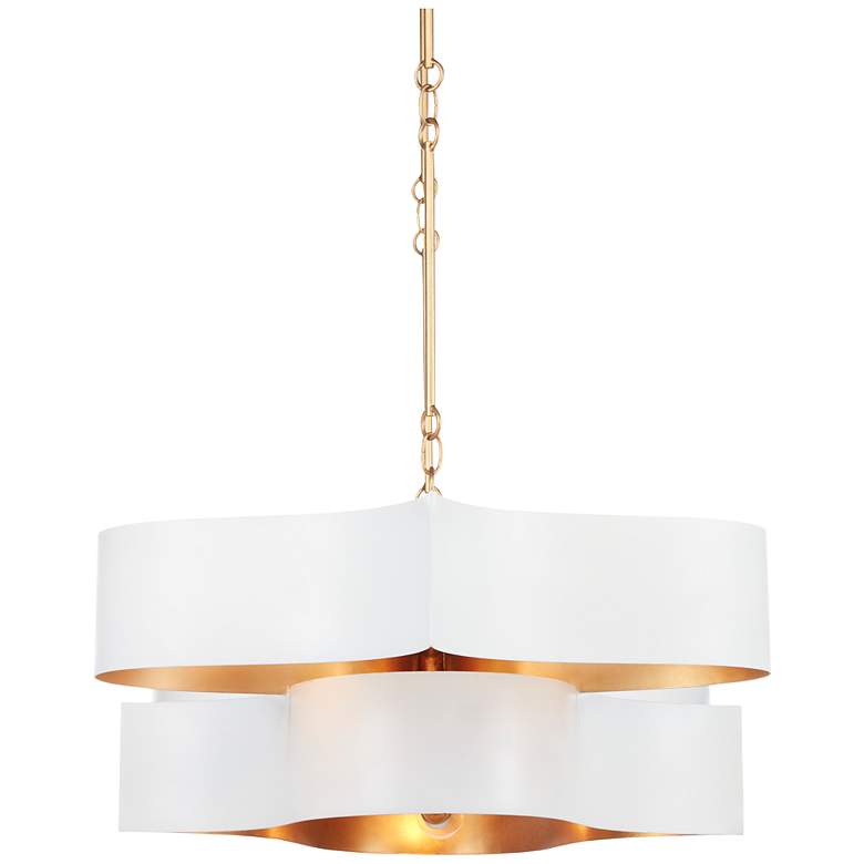 Image 3 Grand Lotus White Oval Chandelier more views