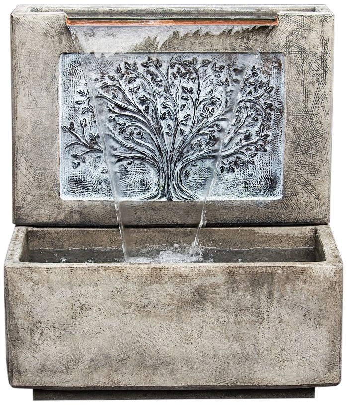 Image 2 Grand Oak 33" High Relic Hi-Tone LED Outdoor Wall Fountain - Made to Order