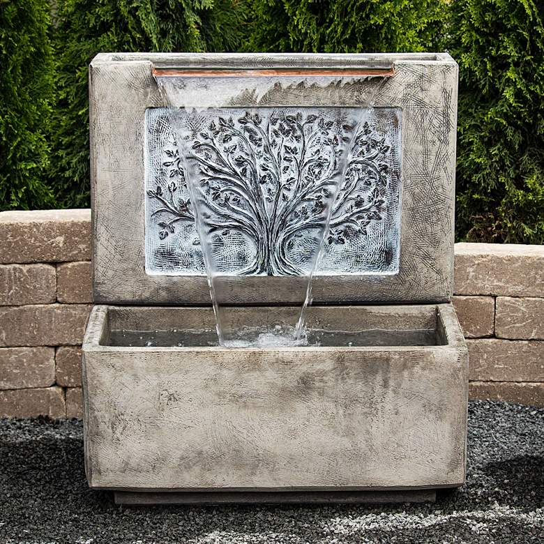 Image 1 Grand Oak 33" High Relic Hi-Tone LED Outdoor Wall Fountain