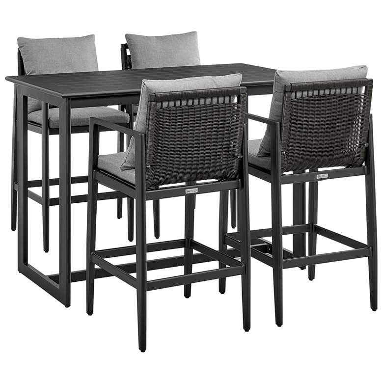 Image 1 Grand Outdoor 5-Piece Bar Table Set in Aluminum with Grey Cushions