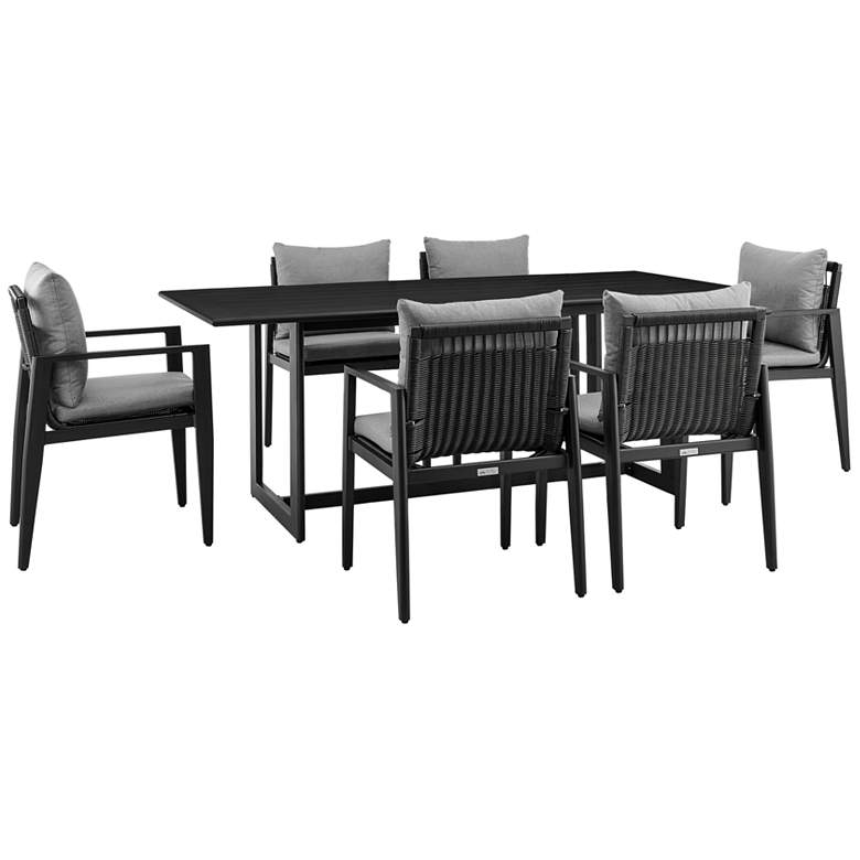 Image 1 Grand Outdoor 7-Piece Dining Table Set in Aluminum with Grey Cushions