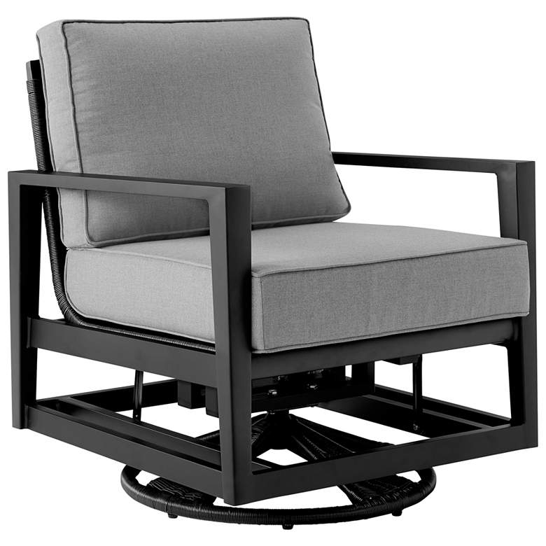 Image 1 Grand Outdoor Swivel Glider Chair in Black Aluminum with Dark Gray Cushions