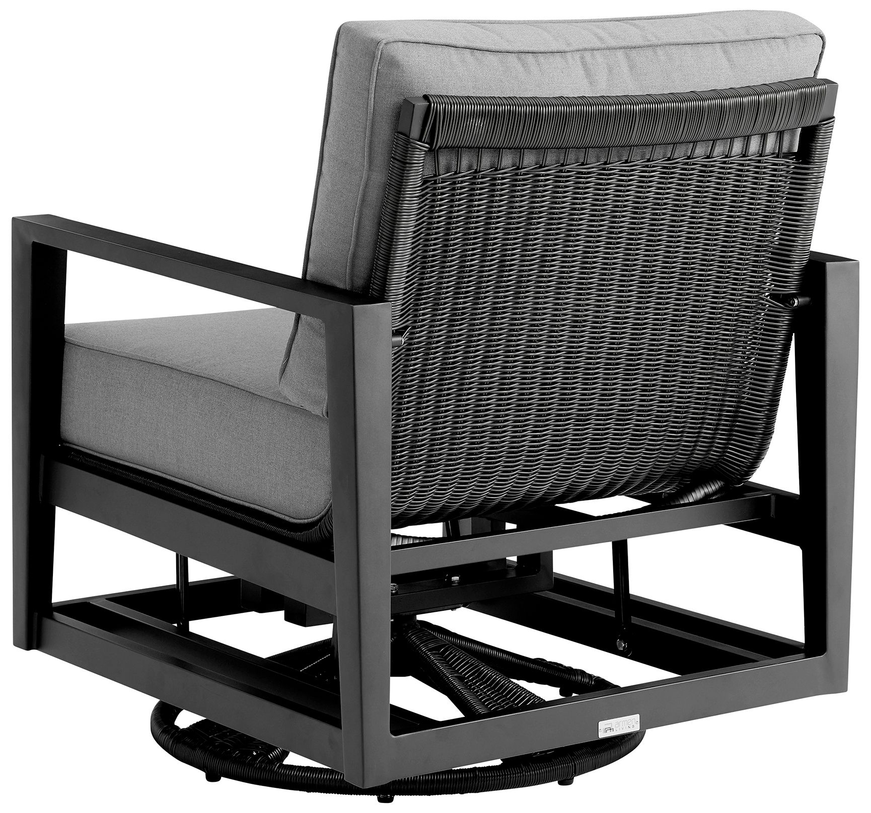 Image 3 Grand Outdoor Swivel Glider Chair in Black Aluminum with Dark Gray Cushions more views