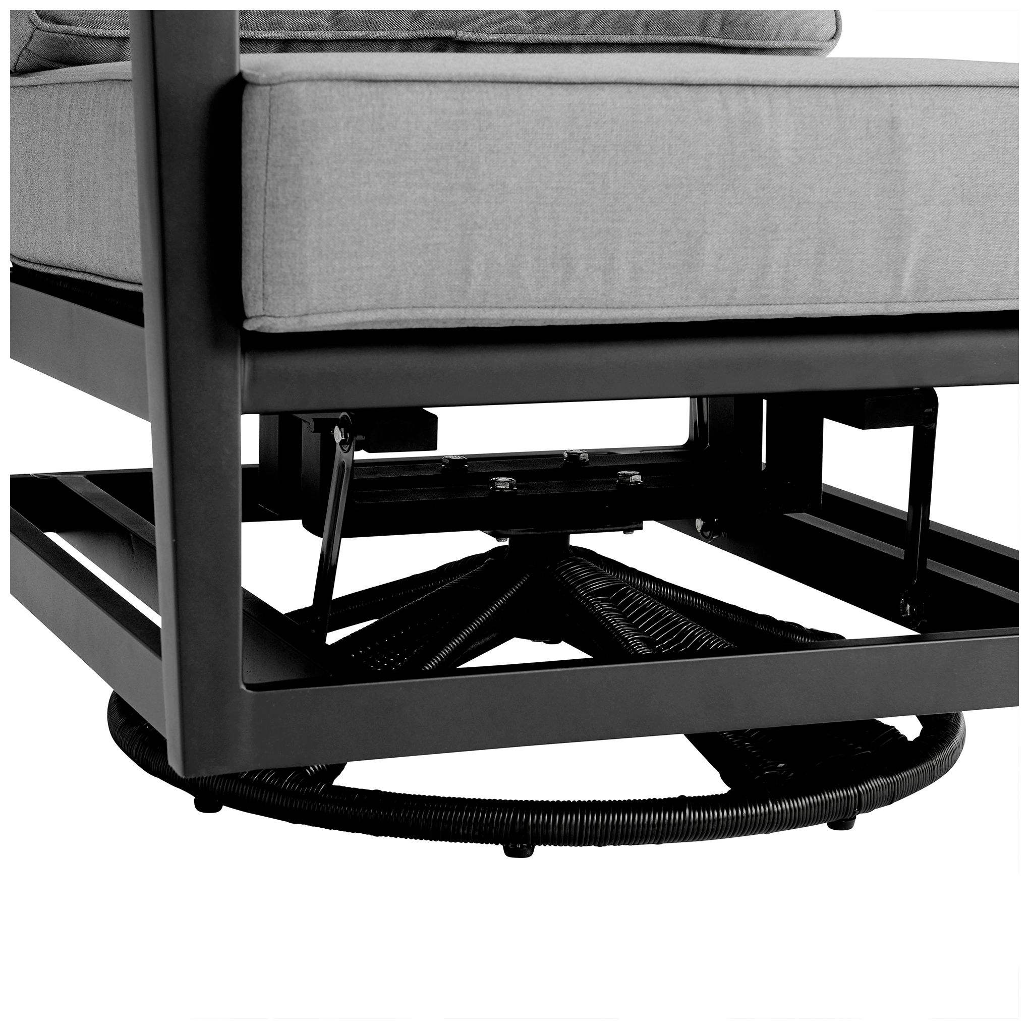 Image 6 Grand Outdoor Swivel Glider Chair in Black Aluminum with Dark Gray Cushions more views