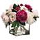 Grand Peony and Pink Rose 15"W Faux Flowers in Glass Vase