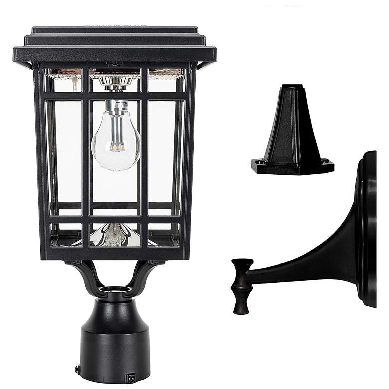 Image 1 Grand Prairie Black Solar LED Dusk to Dawn Outdoor Light