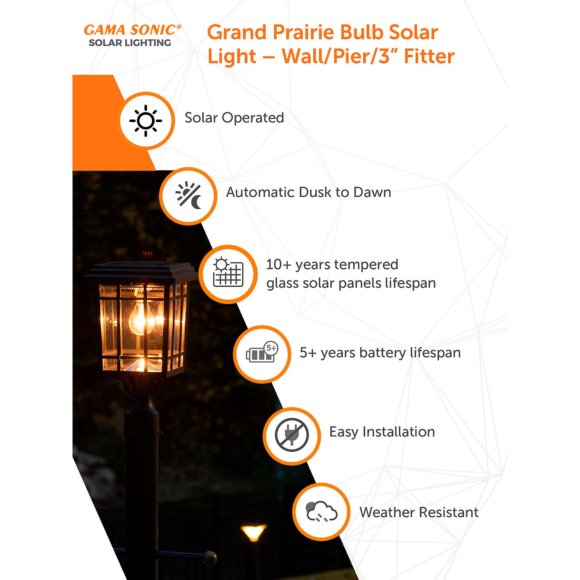 Grand Prairie Black Solar LED Dusk to Dawn Outdoor Light