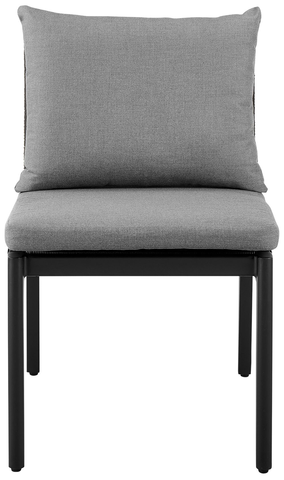 Image 4 Grand Set of 2 Outdoor Patio Dining Chairs in Aluminum with Grey Cushions more views