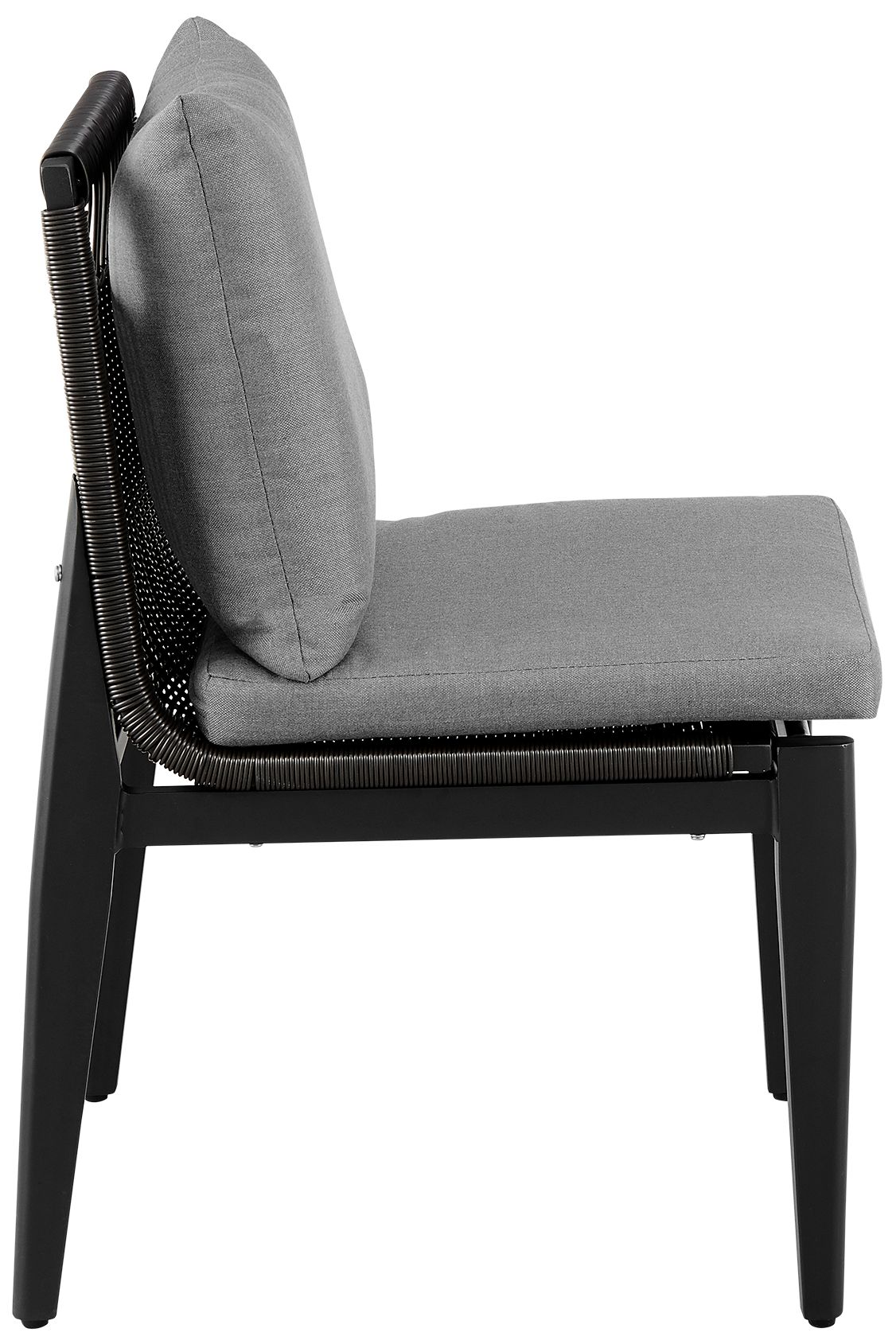 Image 5 Grand Set of 2 Outdoor Patio Dining Chairs in Aluminum with Grey Cushions more views