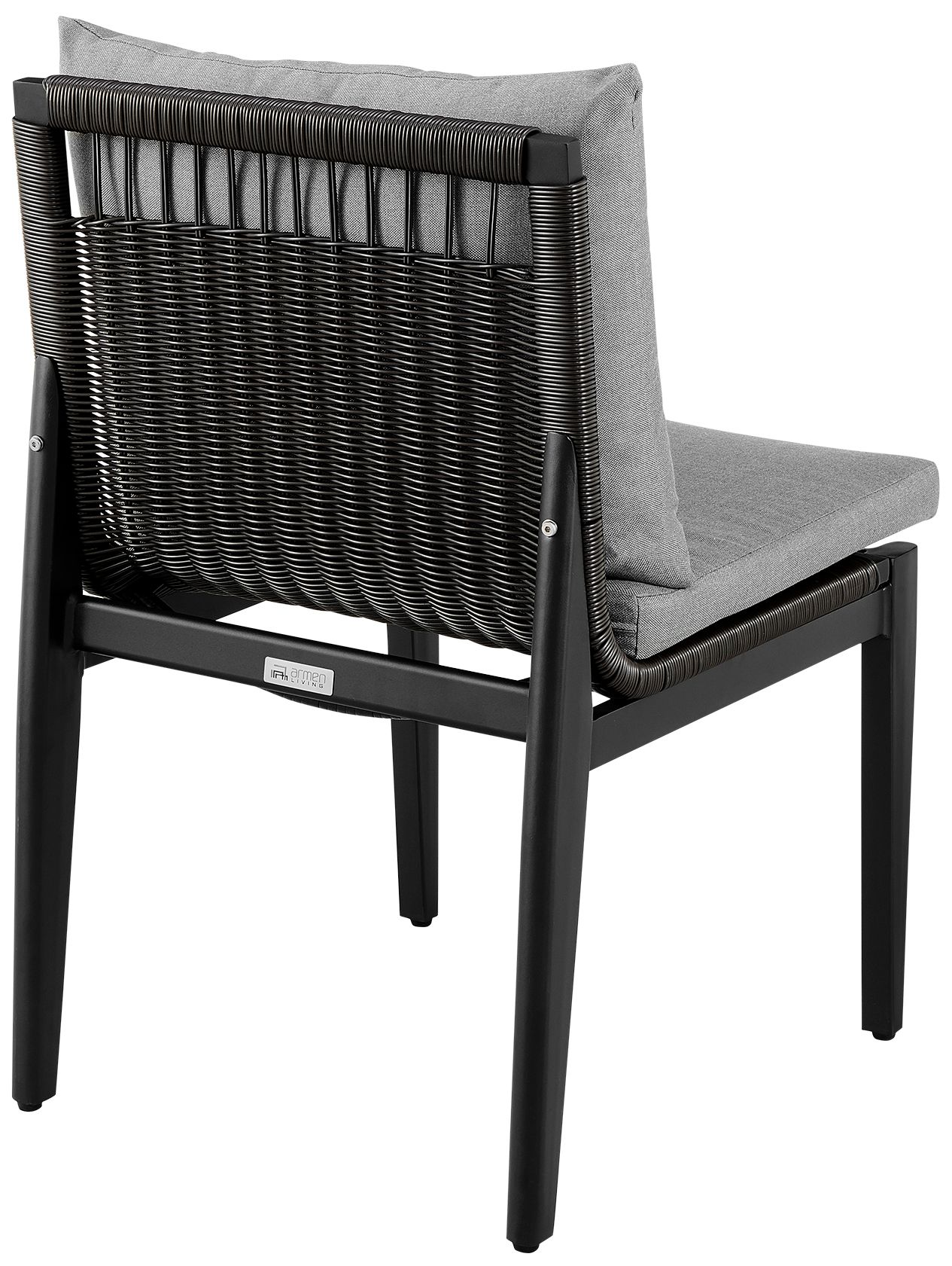 Image 6 Grand Set of 2 Outdoor Patio Dining Chairs in Aluminum with Grey Cushions more views