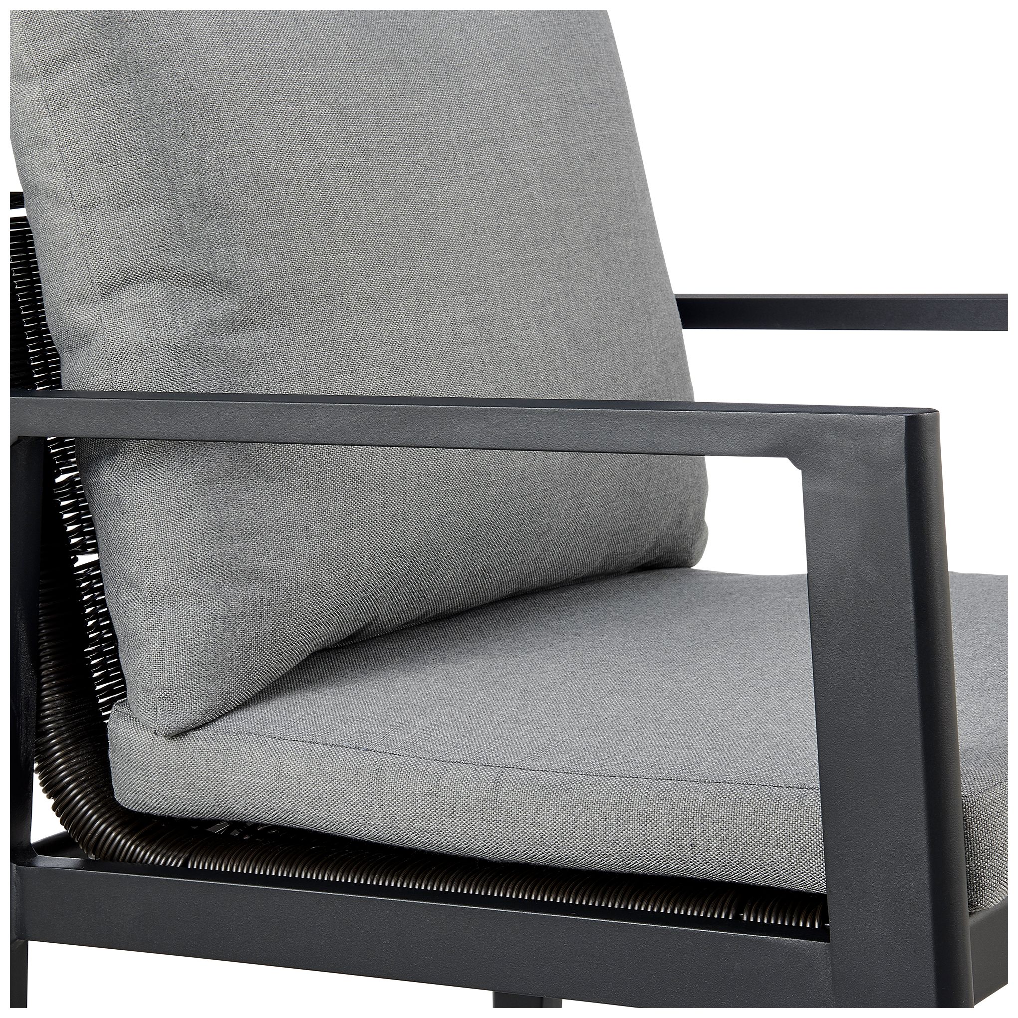 Grand Set of 2 Outdoor Patio Dining Chairs with Arms in Aluminum