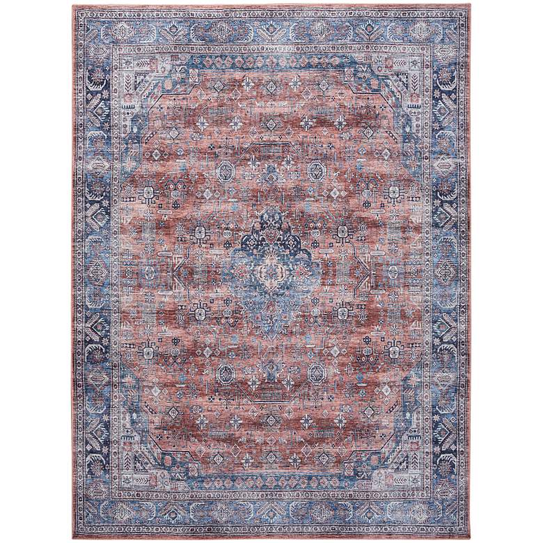 Image 2 Grand Washables GRW01 5&#39;3 inchx7&#39;3 inch Rust Red Blue Area Rug