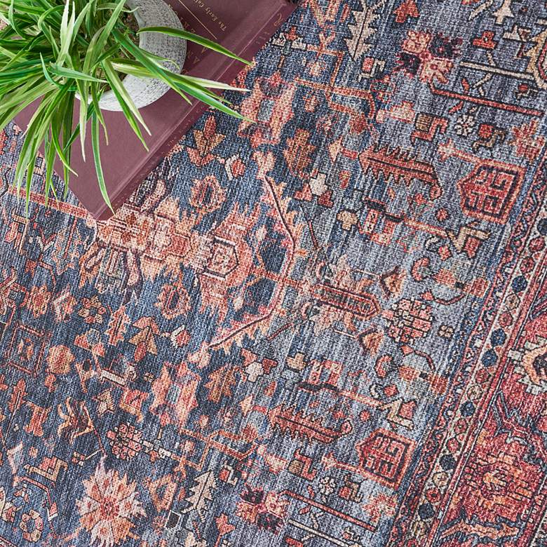 Image 5 Grand Washables GRW02 4'x6' Navy Brick Rectangular Area Rug more views