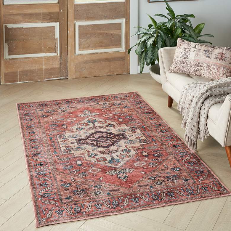 Image 1 Grand Washables GRW03 4'x6' Multi-Color Rust Area Rug
