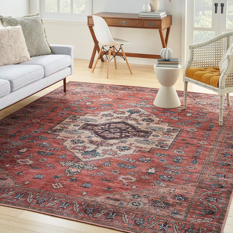 Image 7 Grand Washables GRW03 5'3"x7'3" Rust Red Area Rug more views